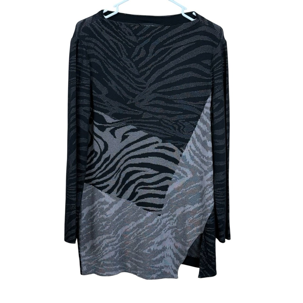 Ming Wang Sweater Black Zebra Print Size Small Women's Classy